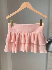 Comfortcana Minifalda de verano para mujer con volantes en el bajo y unicolor - Azul - Ver 5