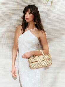 SHECARRY Women's Fashionable Elegant Party Sequin Handbag Shoulder Bag - Gold - View 3