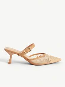 CUCCOO CHICEST 女士优雅花卉时尚尖头细高跟鞋 - 黃色 - 查看 3