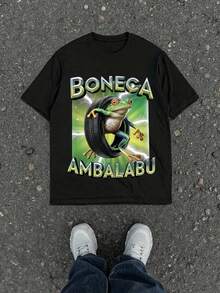 Manfinity EMRG 男士趣味休闲短袖T恤 - 黑色 - 查看 1