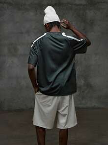 NEON BLANC Men's Summer Casual Short Sleeve T-Shirt Set, Digital Print In Black & Gray - Black - View 5