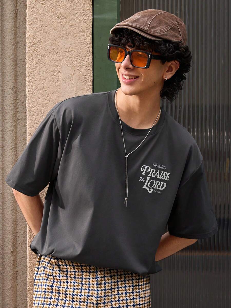 Open Phase 男士连帽衫，印有史密斯家族图案，保暖内衬，适合秋冬季节穿着，长袖上衣，夏季百搭，适合日常穿着，宽松版型，夏季度假必备单品 - 深灰色 - 查看 1