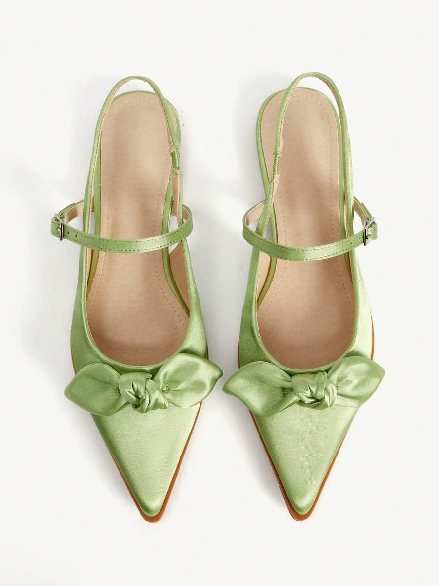 CUCCOO CHICEST Women Shoes Spring And Summer New Shallow Bow Women's Shoes Green Fabric Upper Breathable Inside Daily Casual Fashion Flat Shoes - Green - View 1
