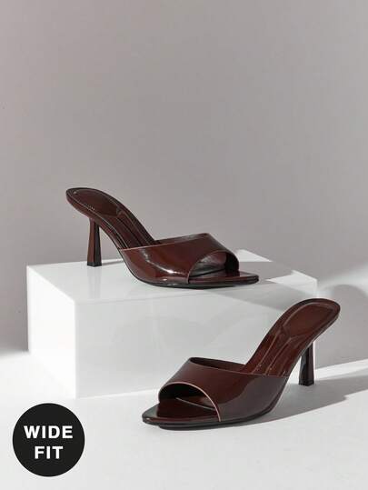 SHUZIA Women's Wide-Fit Fashion Comfy Sexy Point Toe Patent PU Stiletto Heel Sandals