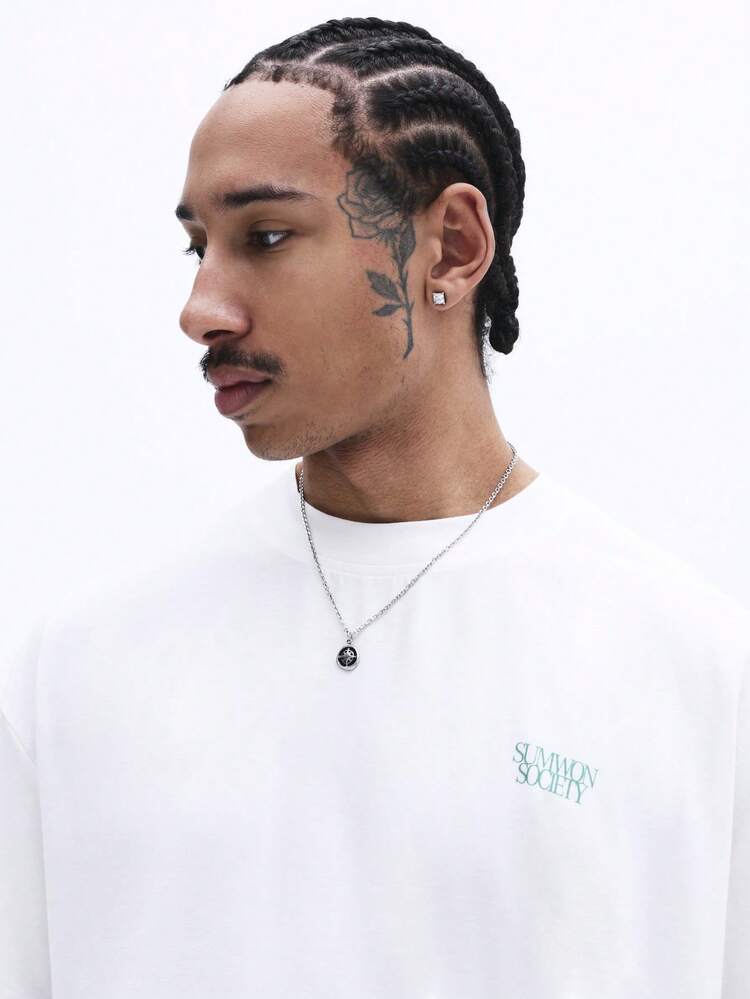 Boxy Fit Crew Neck T-Shirt With Food Print