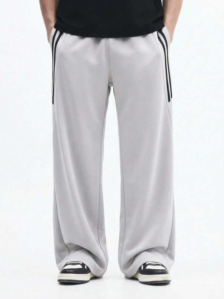 Wide Leg Sweatpants With Side Stripes