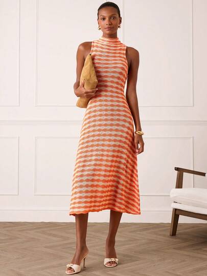 Lilora Women's Elegant Dual-Color Knitted Dress