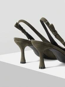 Mnmlis 女士后系带气质优雅简约高跟鞋 - 軍綠色 - 查看 8