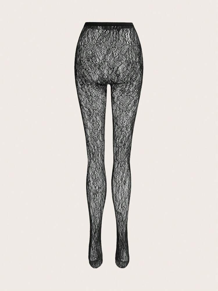 Black Sexy Vintage Style Lace Tights Pantyhose Women Party Going Out French Style Parisian Style