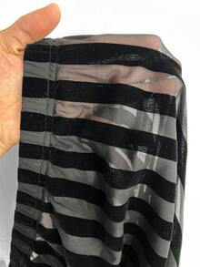 Whyspr 网眼条纹性感深色弹力打底裤 - 黑色 - 查看 7