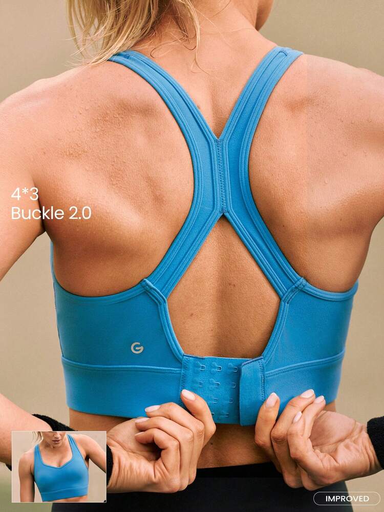 FeatherFit™-Sculpt Tough Trainer Stretchy Supportive Back Closure Crossover Cutout Back Sports Bra Medium Impact Training Running Workout Gym Daily Active Wear Removable Cups