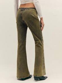 Easelle Women's Casual Fashion Street Party Rhinestone Embellished Flare Jeans - Multicolor - View 2