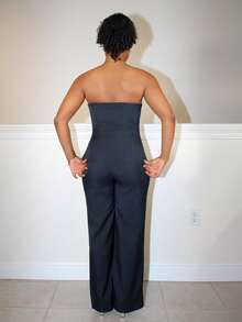 Steph T Women Halter Suit Set, Business Attire For Office In Fall/Winter Elegant Blue - Navy Blue - View 2