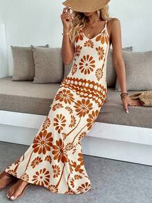 Breezaya 女士休闲度假波西米亚风印花吊带连衣裙 - 彩色 - 查看 4