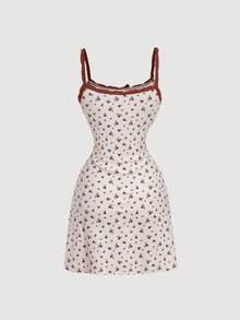 SHEIN MOD 女士碎花蝴蝶结装饰吊带迷你连衣裙 - 彩色 - 查看 3