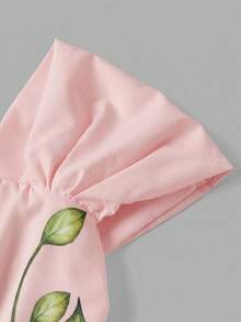 SHEIN MOD 女士露肩印花优雅连衣裙，春夏款 - 粉色 - 查看 6