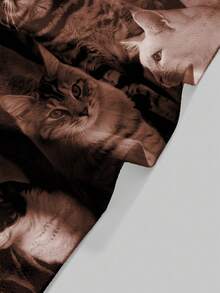 ROMWE Grunge Punk Women's Casual Versatile Cat Print Tube Top - Brown - View 3