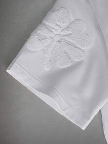 STYNVO 男士纯色圆领贴布短袖休闲T恤 - 白色 - 查看 6