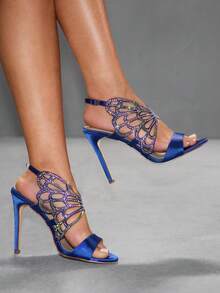 CUCCOO SZL Women Heeled Sandals Spring Shoes - Royal Blue - View 2