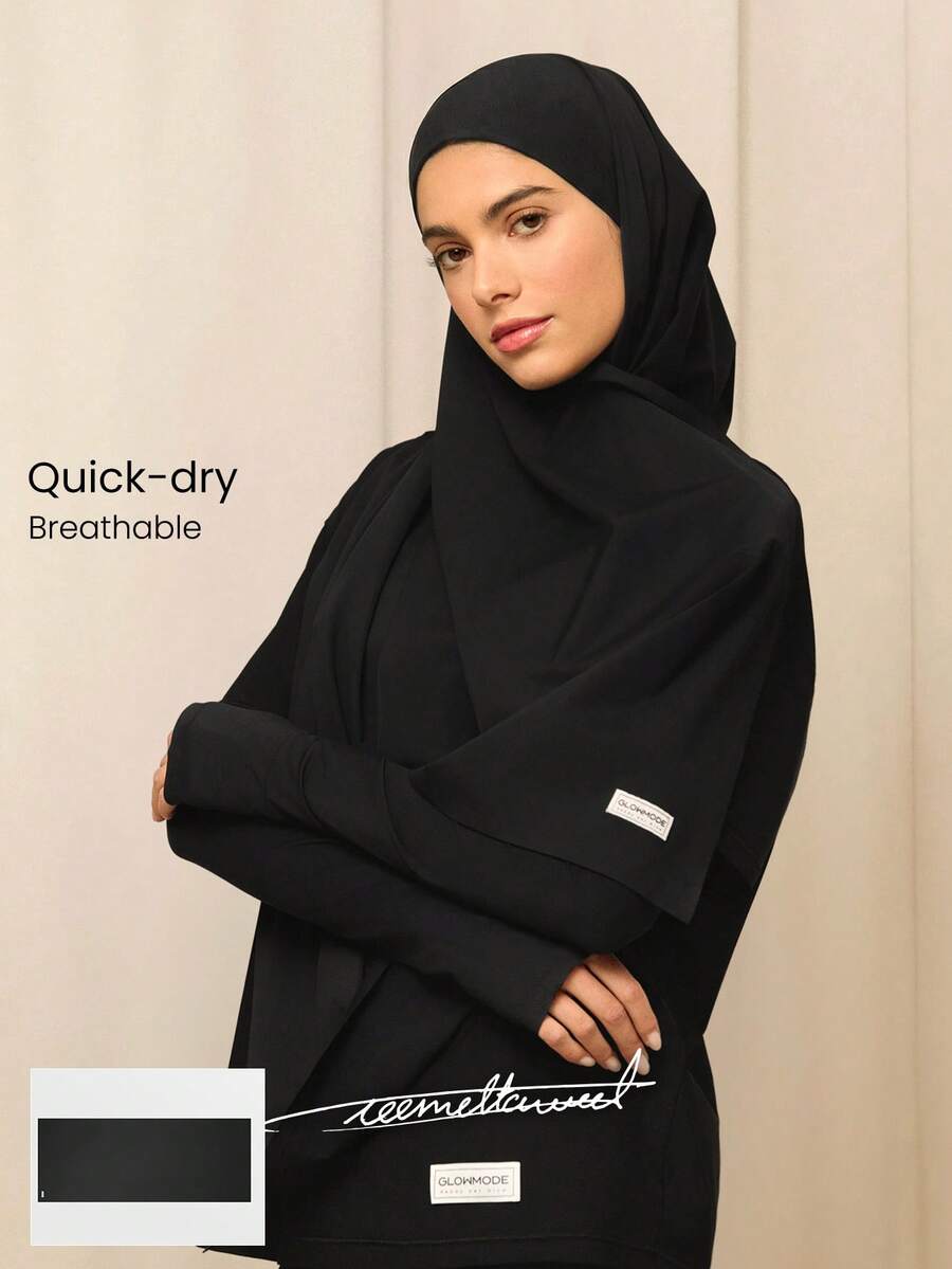 GLOWMODE Hijab deportivo de secado rápido y multiusos de la marca Reem Modest, para uso diario, casual, gimnasio y entrenamiento - Negro - Ver 1