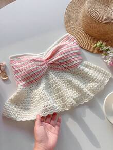 Comfortcana Women's Summer Vacation Striped Ruched Bandeau Knit Top - Multicolor - View 7