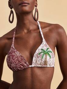 Travachic 女士夏季沙滩椰树串珠吊带比基尼套装 - 彩色 - 查看 1