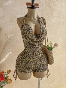 Soleia Bộ jumpsuit nữ phong cách retro ombre in họa tiết lưới ánh kim, xếp lớp bèo nhún, cổ chữ V sâu, gợi cảm, tôn dáng, thích hợp cho tiệc tùng, hẹn hò, Lễ Tình nhân, lễ hội hóa trang, lễ Phục sinh, các dịp lễ hội miền Tây, du lịch biển, kỳ nghỉ, bãi biển, lễ hội âm nhạc, kỳ nghỉ boho, phù hợp cho mọi mùa. - Nhiều màu - Xem 3