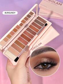 SHEGLAM Burgundy Palette 12-Color Matte Eyeshadow Palette Satin Metallic Pearlescent Soft Smooth High Pigment Eyeshadow Eye Makeup Cosmetics Brand Beauty Makeup Face Paint Cosmetic For Women Girls Perfect For Winter Spring Ideal For Y2K Fancy Fashion Suitable For Birthday Valentine'S Day Gift Rave Party Ready Best Color - Burgundy - View 1