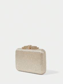 SHECARRY Ladies Clutch Bag, Exquisite Flash Diamond Bow Party Dinner Bag - Champagne - View 2