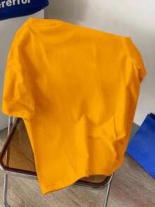 Daypath Standard Size Yellow Men's White Crew Neck T-Shirt ( Fabric) - Yellow - View 3