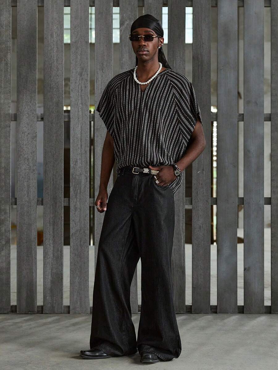 NEON BLANC 男士宽松休闲口袋阔腿牛仔裤