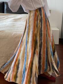 DAZY Chân váy nữ mùa hè in họa tiết tie-dye, có khóa kéo, kiểu dáng thường ngày, thích hợp cho kỳ nghỉ. - trái cam - Xem 4