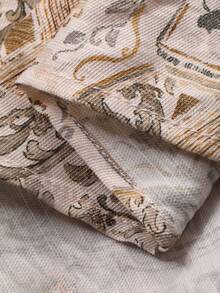 Livesso 女士夏季休闲波西米亚度假风拼接印花宽松串珠吊带衫 - 杏色 - 查看 7