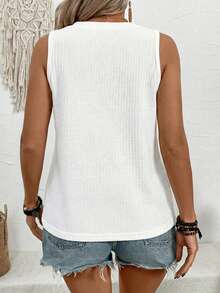 新款加大码女式休闲百搭撞色V领背心 - 彩色 - 查看 2