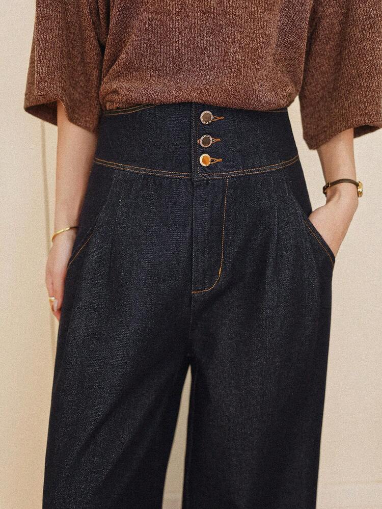 Women's High Waist Loose Design Jeans