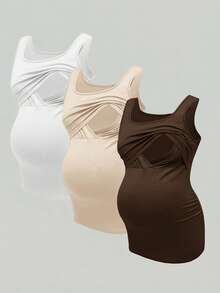 Modmama Áo tank top cho bà bầu, màu trơn, kiểu dáng thường ngày, dùng cho việc cho con bú. - Nhiều màu - Xem 3