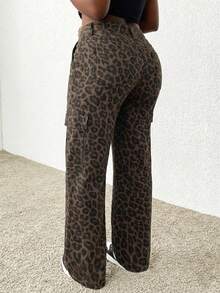 SHEIN PETITE Women's Camouflage Cargo Jeans - Multicolor - View 2