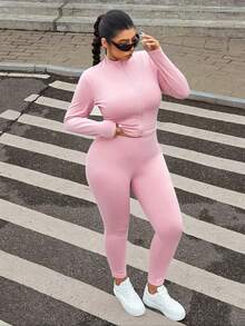 Muchica Áo khoác không tay màu đen cỡ lớn, bộ đồ thể thao yoga 3 món co giãn nhẹ dành cho nữ, bộ 2 món màu hồng. - Hồng - Xem 5