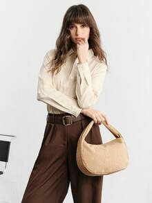 SHECARRY 女士休闲波西米亚风百搭手提包 - 杏色 - 查看 9