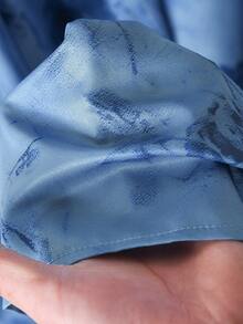 Rusticease Women's Casual Vacation Style Tie-Dye Print V-Neck Short Sleeve Cinched Waist Waist Midi Dress - Blue - View 6