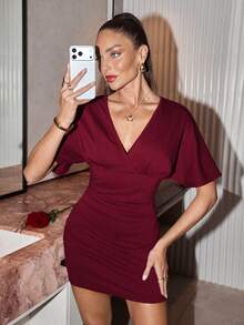 Lavishia Vestido corto de mujer, rojo vino, de moda y elegante, adecuado para la primavera, el Día de San Valentín - Burdeos - Ver 5