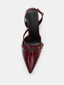 Bholvia 9cm spitze Elegante Weinglasabsatz Damen Weinrot High Heels, Spiegel PU Leder Riemen hinten leicht zu tragen, sexy weinrote High Heels, bequem & vielseitig für Alltag/Party/Weihnachten/Valentinstag/Date/Ball/Büro, rote Sohlen Absätze - Bordeaux - Übersicht 4