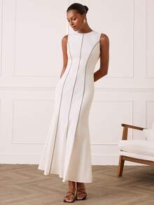 Lilora Elegantes Damen Tencel Baumwoll-Ärmelloses Kleid, Elegantes weißes Kleid, Kleider für Damen, Elegantes Abendkleid, Kleid für Damen, Elegantes modernes Kleid. Dieses raffinierte, stilvolle, vielseitige und elegante Kleid eignet sich für den Arbeitsweg, den Alltag, Freizeitaktivitäten, Partys, Dates, Zusammenkünfte, Lässig, Picknicks, Urlaube, Sommerausflüge und Urlaubsreisen. Elegante Damenkleider, klassische ärmellose Kleider für Damen, Elegante Damenkleider, Maxikleider für Damen, Elegante Damenkleider, Casual-Kleider für Damen - Weiss - Übersicht 4