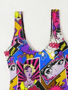 Swim EVENT 女士全印花连体泳衣，适合海滩度假、泳池派对、沙滩派对 - 彩色 - 查看 7