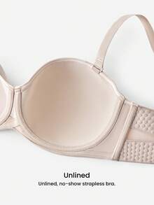 LUVLETTE Plus Nude Dream Curve Support + Mocha Strapless Unlined No-Sign Breathy Comfort Lingerie As Outwear Bra Women Basic Half Minis Minis Wedding Bra - 摩卡棕 - 查看 3