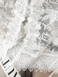 INAWLY Women's Elegant Embroidered Lace Pearl Button Sleeveless Blouse, Summer - White - View 4