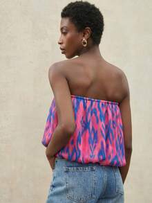 Aveloria Modichic Áo croptop dáng suông bằng chiffon vàng, kiểu dáng nghỉ dưỡng biển mùa Xuân/Hè mới dành cho nữ, in họa tiết tranh sơn dầu. - Hồng - Xem 2