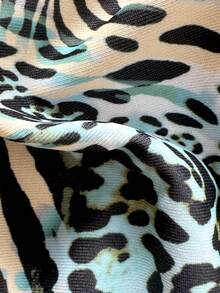 Swim Vcay 2026春夏女士红色抽绳吊带豹纹随机花卉沙滩贝壳装饰侧系带高衩性感比基尼套装 - 彩色 - 查看 7