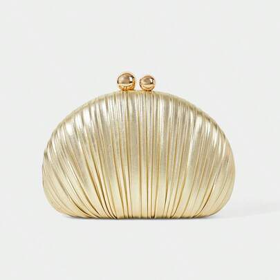 Borsa clutch da donna, raffinata borsa da festa e da cena con pieghe