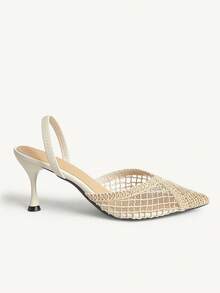 CUCCOO CHICEST Women's Fashionable Elegant Hollow-Out Pointed Toe Pumps, Summer - Apricot - View 3